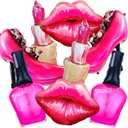 8Pcs Hot Pink Balloon Kit Red Lips, Lipstick, High Heels, Nail Polish Balloons Threenager Birthday Decorations Girl, Bachelorette Party, Girls Night, Makeup, Spa Party, Little miss Birthday Decor