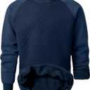 JMIERR Men's 2025 Casual Crewneck Dress Sweatshirts Pullover Fall Fleece Diamond Texture Warm Winter Comfy Long Sleeve #X3