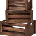 Large Vintage Black Wooden Crates For DispalyWood Crates With Handles,Rustic Handmade Wood Boxes For Storage Or Display,Solid Wood Decorative Boxes