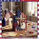 Amyhill 4 Pcs 4th of July Decorations Set Wooden Patriotic Table Centerpieces Independence Day Wood Firework Fourth of July Table Signs for 250th Anniversary Home Farmhouse Decor (Pattern Style)