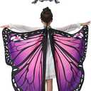 2 x Girl's Butterfly Wings and Mask Set - Colorful Pink - Purple Look, Great for Halloween, Birthday Party Dress - up and Cosplay (Pink and Purple)