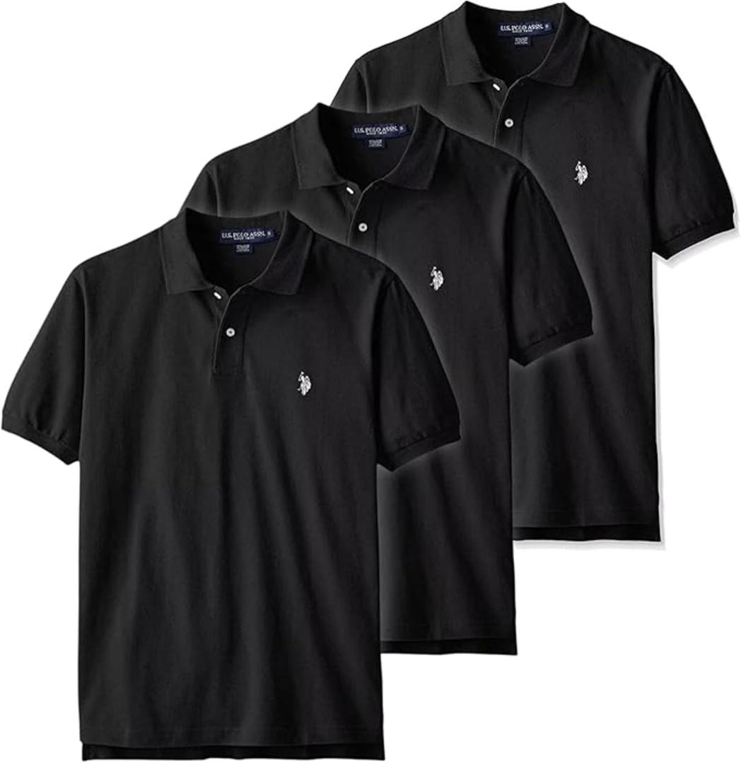 U.S. Polo Assn. 3 Pack Men's Classic Polo Shirt (Large, Black/Black/Black)
