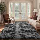 4x6 Ft Shag Rugs for Bedroom Living Room, Tie-Dyed Ultra Soft Fluffy Furry Area Rugs for Indoor Floor, Aesthetic Carpet for Kids Home Decor (Dark Grey)