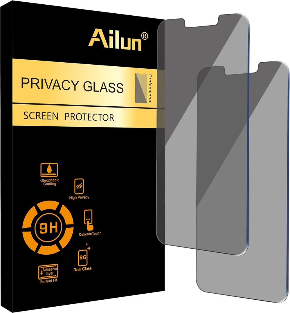 Ailun Privacy Screen Protector for iPhone 14 Plus/iPhone 13 Pro Max [6.7 Inch Display] 2 Pack Anti Spy Private Tempered Glass[2 Pack]