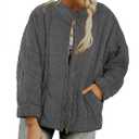 Womens Dolman Lightweight Quilted Jackets Zip Up Long Sleeve Stand Neck Warm Winter Outwears L
