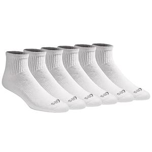 Dickies Men's Dri-tech Moisture Control Quarter Socks Multipack, Solid White (6 Pairs), Shoe Size: 12-15