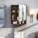 ChooChoo Bathroom Wall Mirror Cabinet, Medicine Cabinet with Single Door and Adjustable Shelf, Over The Toilet Space Saver Storage Cabinet, Walnut (6.3"D x 21.6"W x 24.0"H)