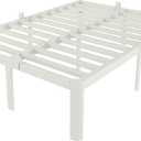 White Bed Frame Queen Size 16 Inch, Metal Queen Bed Frame No Box Spring Needed, Heavy Duty Steel Support 3500 LBS, DIY Headboard, Noiseless, Round Corner Legs, Storage Space, Easy Assembly
