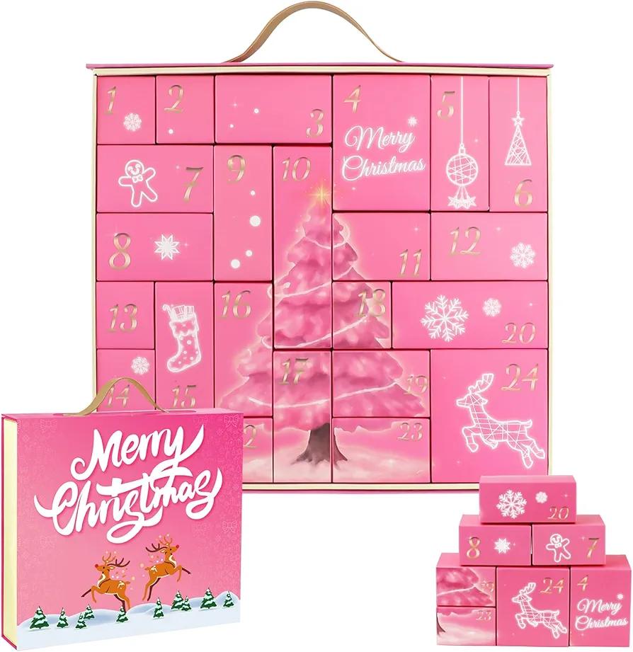 Christmas Advent Calendar 2025, Empty Advent Calendar to Till Yourself, 24 Days Christmas Countdown Advent Calendar, Reusable Countdown Boxes, Xmas Gifts for Boys Girls Teens Adults