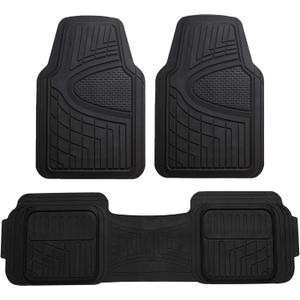 FH Group Automotive Floor Mats Universal Fit Climaproof for All Weather Protection Heavy Duty Rubber fits Most Cars, SUVs, and Trucks, Trim to Fit Black