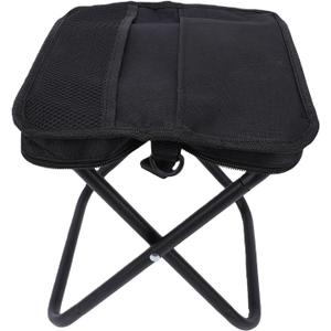 Drfeify Foldable Backpack Stool, 2 in 1 Portable Oxford Fabric Folding Stool Sling Bag with Pocket for Camping Hiking (Black)