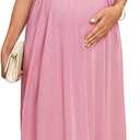 2025 Women's Sparkly Maternity Maxi Dress Ruffle Sleeve Wrap V Neck Pregnancy Dresses with Pockets Baby Shower XL