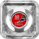 Disposable Gas Burner Liners (50 Pack) Aluminum Foil Square Gas Stove Burner Covers - 8.5 Inch Gas Range Protector, Stove Top Covers for Gas Burners, Foil Liners to Catch Oil, Grease, and Food Spills
