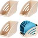 4 Pcs Paper Plate Holder, 10 Inch Plastic Paper Plate Dispenser, Dinner Plate Organizer for Countertop, Reusable Plate Storage Rack for Kitchen Cabinet for Countertop Kitchen Under Cabinet