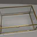 HighFree Vintage Glass Box with Lid - Clear Jewelry Glass Display Box Keepsake Box - Home Decor Decorative Box for Trinket Rings Bracelet (Gold, Large)