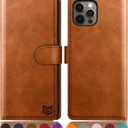 SUANPOT for iPhone 12 Pro Max Leather Wallet case with RFID Blocking Credit Card Holder, Flip Folio Book Magnetic PU Cell Phone Plus Cover for Apple 12 promax Leather for Men Women 6.7 Light Brown