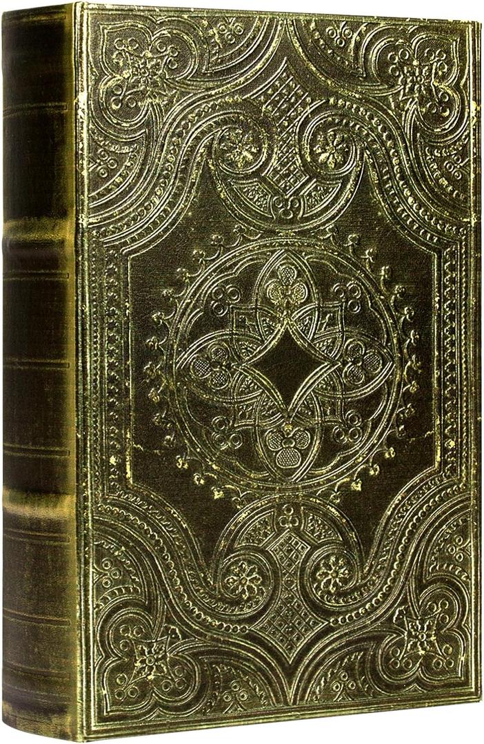 Decorative Book Box Vintage Style Fake Box - Faux Leather Embossing Box,12" Large Size Retro Green Book Storage Box 2-06