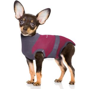 MAXX Dog Recovery Suit  Breathable, Cozy Post-Surgery Suit for Wounds  E-Collar, Cone Alternative (Ruby Red Grey, XS)