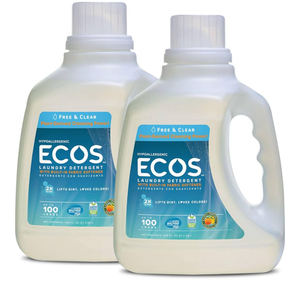 Earth Friendly Products Ecos 2x Liquid Laundry Detergent, Free & Clear, 100 Fl Oz (Pack of 2)
