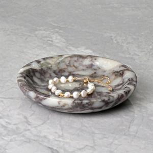 ZSHAWN Natural Marble Ring Dish Jewelry Tray  5.5" Trinket Dish for Rings Earrings Necklace, Scratch-Resistant Vanity Organizer, Elegant Gift for Women (Calacatta Viola)