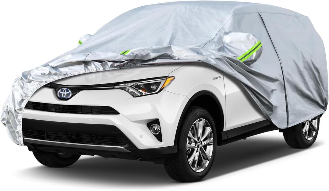 Koukou SUV Car Cover Custom Fit Toyota Rav4 from 2005 to 2025, Full Outdoor Cover Waterproof All Weather for Automobiles, Sun Rain Dust Snow Protection. (Silver)