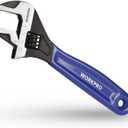 WORKPRO 6-Inch Adjustable Wrench, Cr-V Steel, Wide Jaw Black Oxide, Metric & SAE Scales for Home, Garage, Workshop and DIY (Blue)