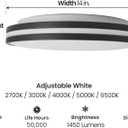 Feit Electric 14" Adjustable White LED Ceiling Fixture, Dimmable Flush Mount Light, Selectable Color Temperature, Matte Black Dual-Banded Finish, Energy Efficient, 50,000-Hour Lifespan, FM14/DR/6WY/BK, 14" x 14" x 2.6"
