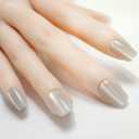 7 x Cat Eye Nails Short Squoval, Shimmery White, Small Size Press on False Nails, 24 Reusable Fake Nails With Stick on Adhesive Tabs