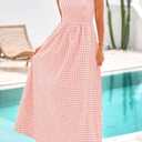 PRETTYGARDEN Women's 2026 Summer Spaghetti Strap Maxi Dresses Plaid Square Neck A Line Casual Beach Vacation Long Sundress (Pink, S)