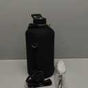 One Gallon Water Bottle Insulated, Triple Walled Vacuum Stainless Steel (Cold for 48 Hrs), Leak Proof & Non-BPA, Large Water Flask Jug with Paracord Handle & Straw Spout Lids (128 Ounces, Magic Black)