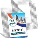 14 Pack Acrylic Sign Holder 8.5x11 Inches, Clear Tabletop Plastic Paper Display Stand, L-Shape Vertical Menu Holder Stand, Photo Picture Frame Flyer Display Stand for Restaurants, Store,Office Desktop
