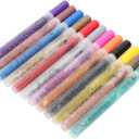 HOMSFOU 12pcs Glitter Paint Markers Metallic Paint Pens for Boys and Girls for Cards Scrapbooks Photo Albums Sparkly Water-based Ink for Creative Projects