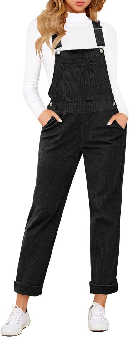 LookbookStore Womens Overalls Corduroy Bib Adjustable Straps Fashion Jumpsuit Overall for Women with Pocket Size Medium Size 8 10