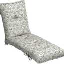 Arden Outdoor Plush Modern Tufted Chaise Cushion, 76 x 22, Rain-Proof, Fade Resistant, Tufted Cushion for Chaise Lounger Sapphire Aurora Blue Damask