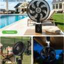 Outdoor Fans for Patios,Cordless Outdoor Fan with Light and Remote,Pedestal to Tabletop & Hanging,Battery Operated Rechargeable Fan,12" Oscillating Fan For Quiet,8 Speeds,Timer,Gazebo,Deck,Porch,Black