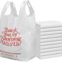 ASSUREPAK Easy Open - White 'Thank You' HDPE T-Shirt Bags - 1/6 BBL 11.5"X6"X21" - 18 Microns  600 Units  Thank You Shopping Bags for Retail, Takeout, Restaurant Supplies