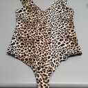 SAUNGKUAI Womens Bodysuit Sexy Plunge Deep V Neck Backless Sleeveless Tank Thong Body Suits Outfits for Going Out (Medium, A-wild Black Leopard)