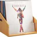 Vinyl Record Storage Visual Record Crates Album Storage for Vinyl Records Bamboo Record Holder with Handles Great for Record Album Magazine Storage Holds Up to 65 Records