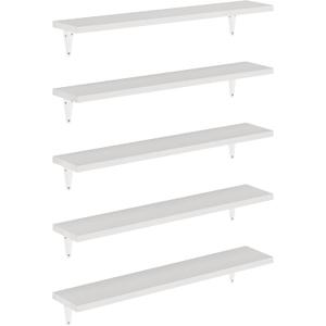 Wallniture Arras 24" Bathroom Shelves, Floating Shelves for Wall Storage, Bookshelf Living Room Decor, Bedroom, Kitchen Shelf, White Set of 5