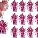 Balloon weights, 12 pieces, aluminum foil, suitable for birthday parties, gatherings, weddings, dinners and other occasions, weight 0.36lb (Pink 12pcs)