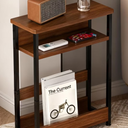 Narrow Side Table for Small Space, 3-Tier Small End Table with Shelf Holder, Slim Nightstand, Skinny Snack Couch Table in Living Room, Bedroom, Study, Kitchen and Balcony（Rustic Brown)