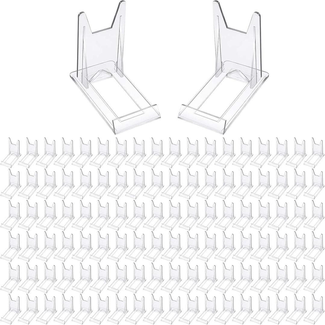 Zonon 20 Pcs Acrylic Adjustable Plate Stands For Display Plastic Stand Holders Picture Plate Holders Clear Mini Easels Stands to Display Pictures for Home Office Supplies Festival Party Decoration