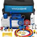 VIVOHOME 110V 1/4 HP 3.5CFM Single Stage HVAC Vacuum Pump and AC Manifold Gauge Kit, Sparkless Motor for R32 R1234yf R454B R134a R22 R410a Systems, Automotive Air Conditioner Maintenance