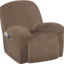 H.VERSAILTEX Stretch Recliner Slipcovers Recliner Chair Cover Sofa Furniture Cover 1-Piece Modern Rich Velvet Form Fit Stylish Protector Feature Rich and Soft Fabric (Coco Mocha, Large)