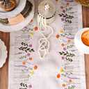 ARTABLE Lace Tablecloth - Linen Color Embroidery Country Farm Elegant Coffee & Dining Tablecloth (14 x 36 Inch, Colorful Plants)
