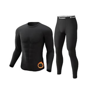 CL convallaria Long Johns Thermal Underwear for Men Soft Fleece Lined Base Layer Cold Weather Top Bottom Gift Set Midweight Crew Neck Black Large