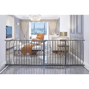Extra Wide Baby Gate Tension Indoor Safety Gates Black Metal Large Pressure Mounted Pet Gate Walk Through Long Safety Dog Gate for The House Doorways Stairs (76.38"-81.10"/194-206CM, Black)