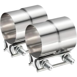 TIROL 2.25 Exhaust Clamp, 2.25 inch Lap Joint Band Stainless Steel Muffler Clamp for Joining to 2.25" ID Exhaust Pipe, Muffler Pipe 2Pcs