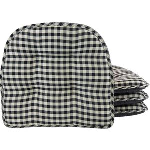 Klear Vu Omega Non-Slip Chair Cushions, Assembled in USA, U-Shaped Skid-Proof Seat Pads for Dining Room, Kitchen, Office, 15"x16", 4 Pack, Gingham Black 4 Count