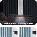Dusty Blue Pinch Pleated Full Blackout Curtains Linen Texture Noise Reducing Window Treatment Panel 102 Inch for Living Room Bedroom Thermal Insulated Back Tab Drapes with Hooks, 2 Panel, 40"Wx102"L